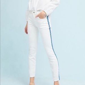 White High Rise stretch Skinny with Pink and Blue Side detail